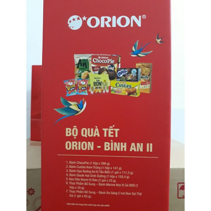 (Bán Buôn) Bộ quà Tết  2022 Orion Bình AN I (693,7gr) - Bình An II (967,7gr) hộp đẹp sang trọng