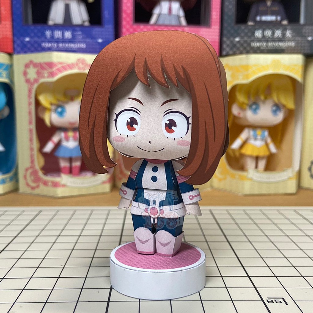 Mô hình giấy Anime Chibi Uraraka Ochako ver 3 - My Hero Academia + kit hộp trang trí