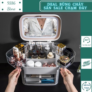 Hộp đựng mỹ phẩm 3 tầng có gương ret022 9386 store