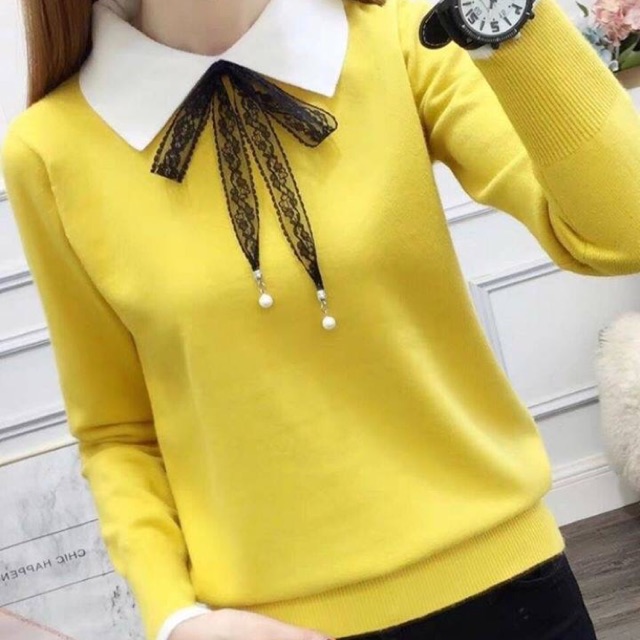 Thêm 1 mẫu áo len siêu phẩm cổ Đức nơ ren đính Ngọc vừa đẹp vừa sang này. Hàng qc l1 sỉ 120k. Sẵn 6 màu tại shop
