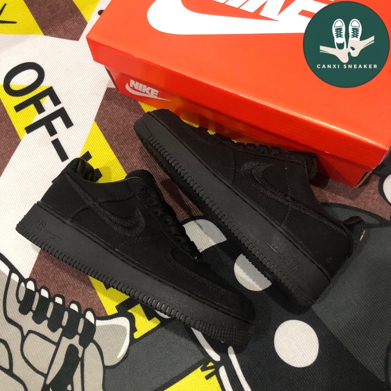Giày thể thao tăng chiều cao af1 Full black cao cấp giày Sneaker air force 1 vải đen tăng chiều cao