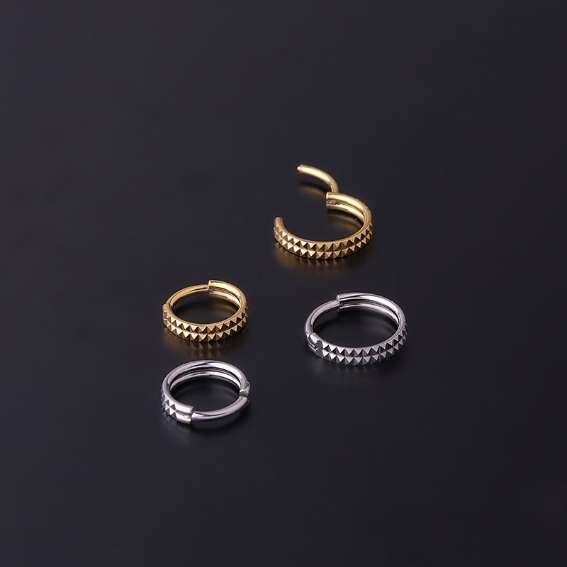 1 Khuyên Xỏ Mũi Hai Lớp Đính Đinh Tán Phong Cách Punk Cá Tính 16Gauge 8mm/10mm