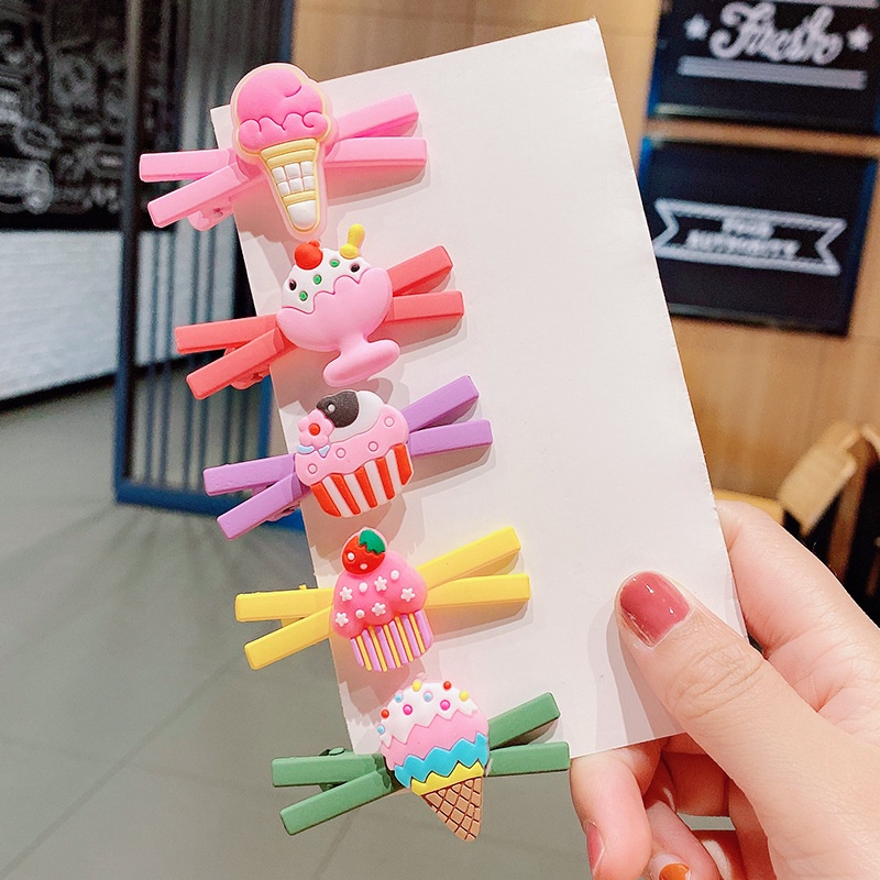 Sét 10 kẹp tóc hoạt hình, trái cây đáng yêu cho bé