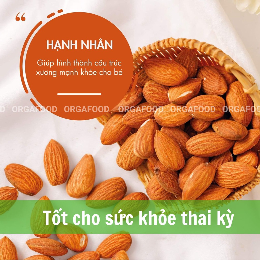 Hạnh nhân lõi sấy tách vỏ Orgafood hũ 500g loại 1