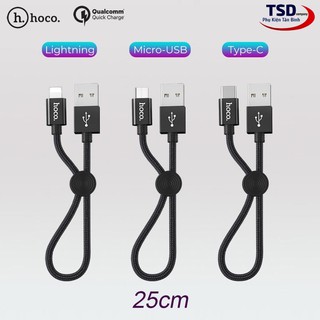 HOCO X35 2.4A DÀI 25cm CÁP SẠC NGẮN SẠC NHANH DÂY DÙ Cáp Lightning iPhone iPad - MICRO USB - USB TYPE C