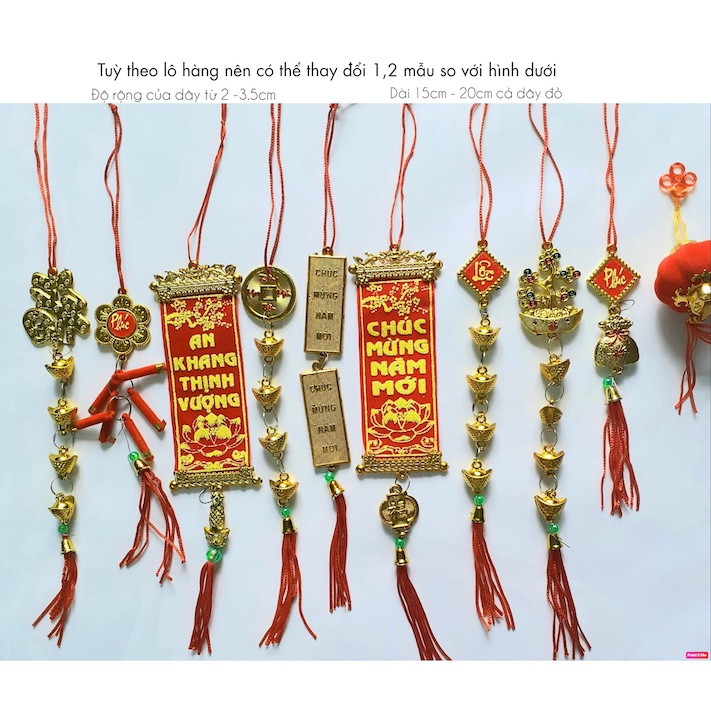 10 dây liễn, thẻ bài, dây treo trang trí mai đào, bộ dây treo trang trí tết, bao lì xì tết
