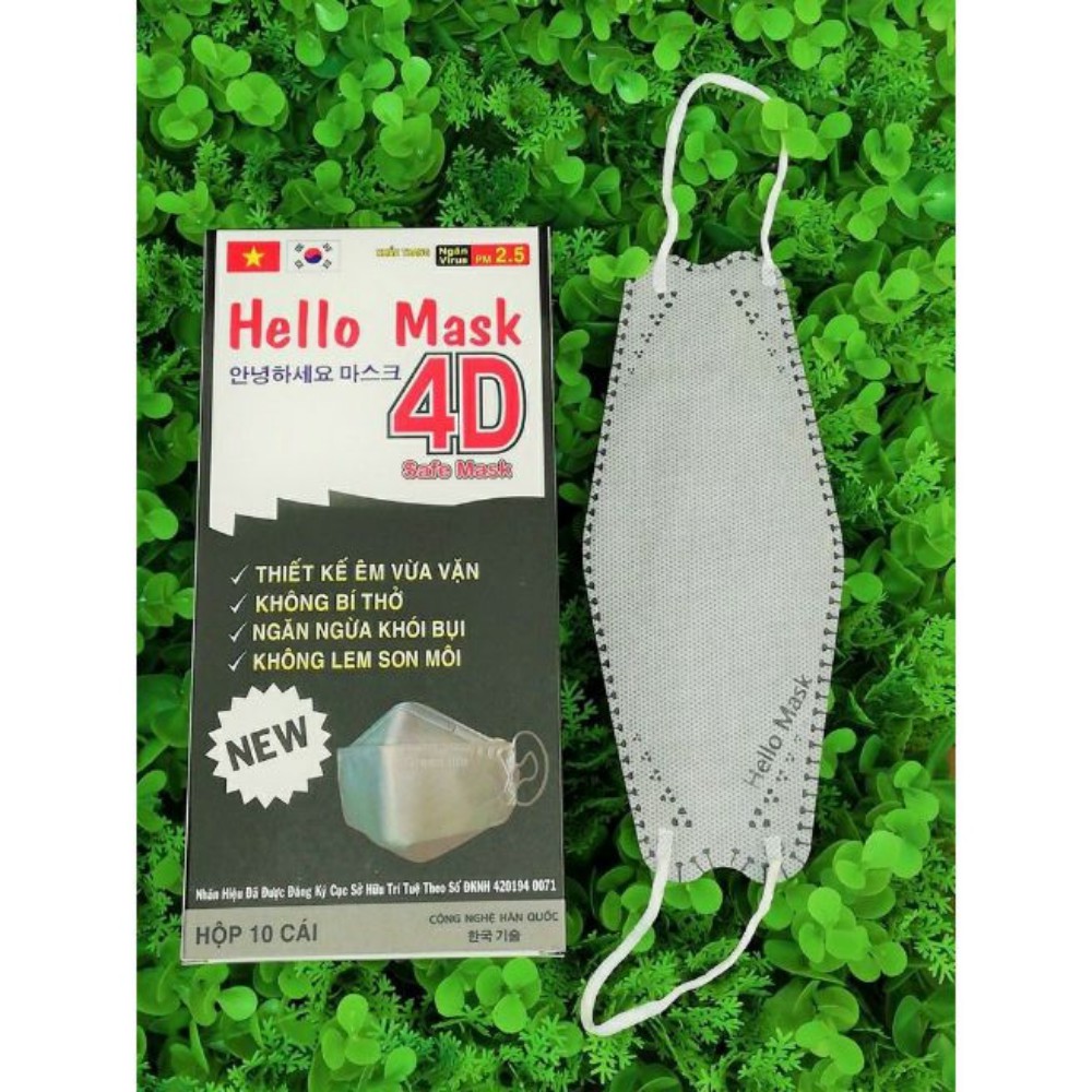 Khẩu trang Hello mask 4D màu Xám 10C