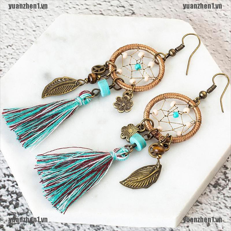 Bông tai hình dreamcatcher dáng thòng kiểu vintage nữ tính