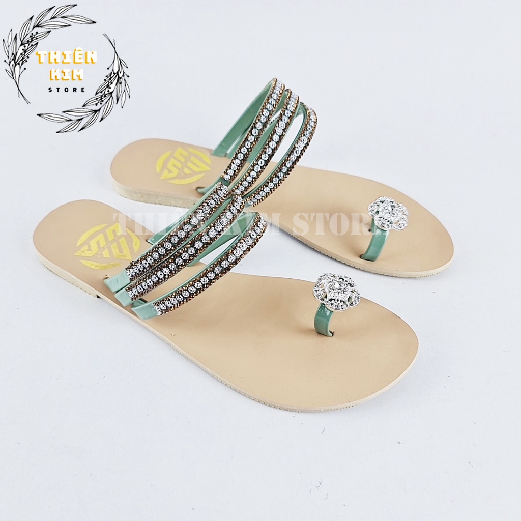 Dép nữ xỏ ngón FREE SHIP 50K dép bệt 3 dây đính đá siêu đẹp màu ngẫu nhiên DB-01