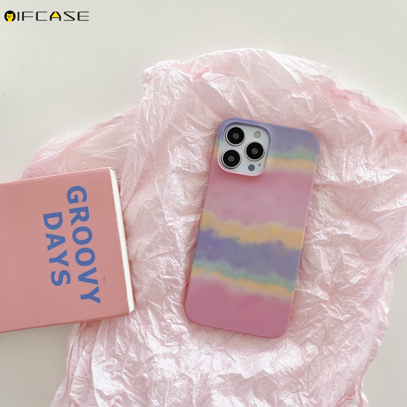 Ốp Điện Thoại Cứng Màu Gradient Họa Tiết Cầu Vồng Cho iPhone 13 12 12 11 Pro Max XS Max XR X 7 8 Plus