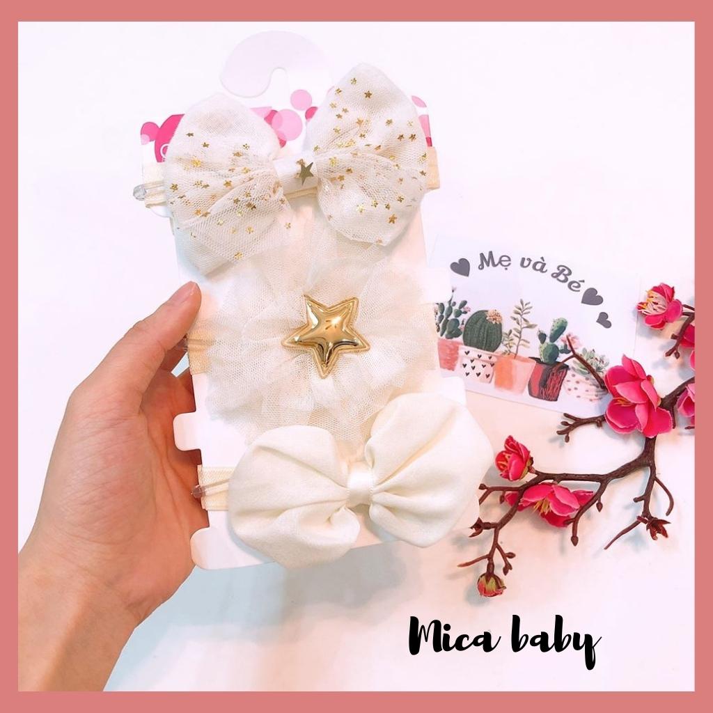 Set 3 băng đô cho bé voan 4 mẫu đáng yêu cho bé BD58 Mica baby