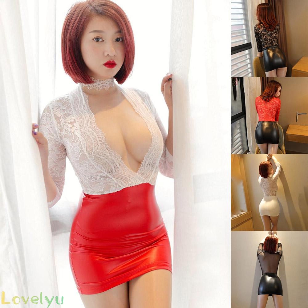 ◀READY▶Women s Lace Bodycon Long Sleeve Evening Party Cocktail Club Short Mini Dress KlbDHFOC# Good Quality