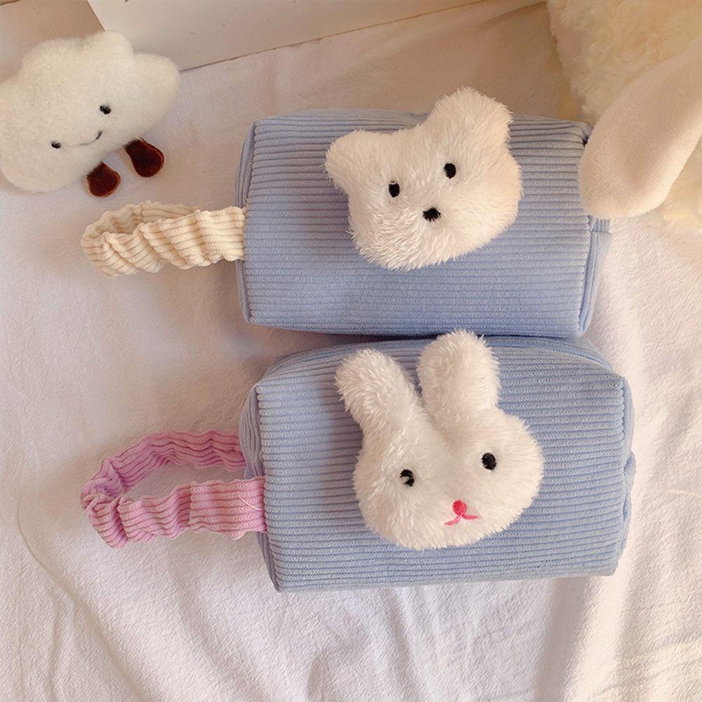 OCEANMAP 1 Túi Đựng Đồ Trang Điểm Bằng Nhung Kẻ Cỡ Lớn Họa Tiết Hoạt Hình Ốp