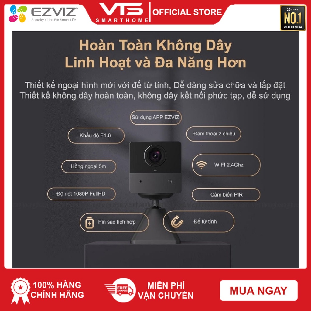 [FREESHIP Camera Wifi EZVIZ BC2 2MP Không Dây, Full HD 1080P, Pin Sạc 2000 mAh, Đàm Thoại 2 Chiều, Mẫu Mới CB2 Type C