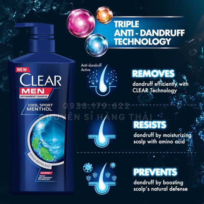 Dầu Gội Trị Gàu CLEAR Men Cool Sport Hương Bạc Hà