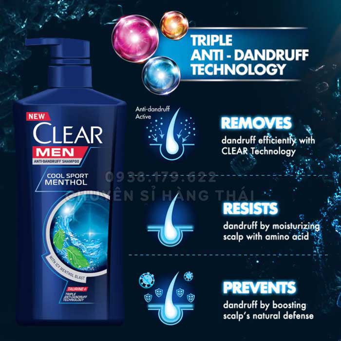 【NEW】Dầu Gội Trị Gàu Clear Men Cool Sport Hương Bạc Hà Thái Lan (450ml)