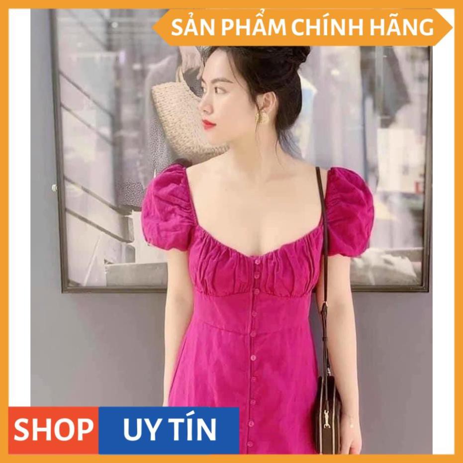 Đầm maxi tay bồng phối nút màu hồng sen xinh xắn - Pink Dress | BigBuy360 - bigbuy360.vn