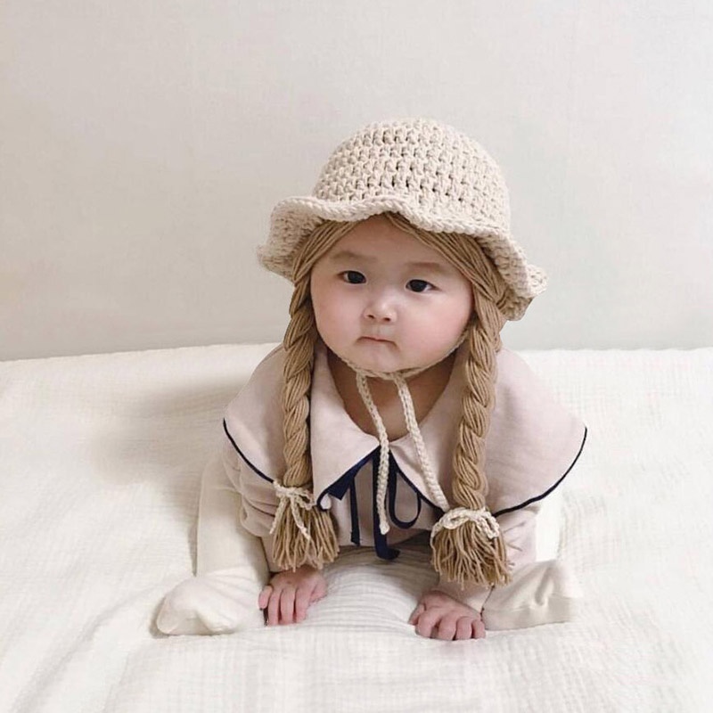 Nón Len Đính Tóc Giả Dễ Thương Cho Bé