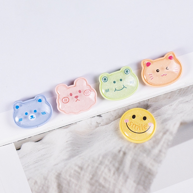 Hoạt Hình Phụ Kiện Trang Trí Ốp Điện Thoại Trong Suốt Hình Thỏ / Ếch / Mặt Cười Lấp Lánh Diy