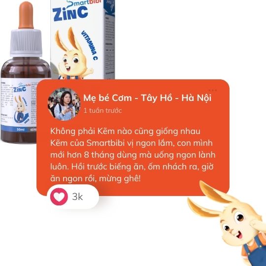 Siro kẽm Chelate hữu cơ cho bé - Smartbibi Zinc hỗ trợ tăng đề kháng, cải thiện biếng ăn, chậm lớn ở trẻ thiếu kẽm