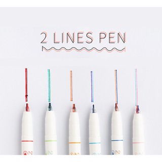 Bút 2 ngòi vẽ 2 nét màu Double line 0.5mm