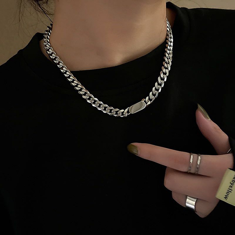 Dây chuyền thép titan 191001 dáng ngắn đơn giản phong cách hip hop Hàn Quốc