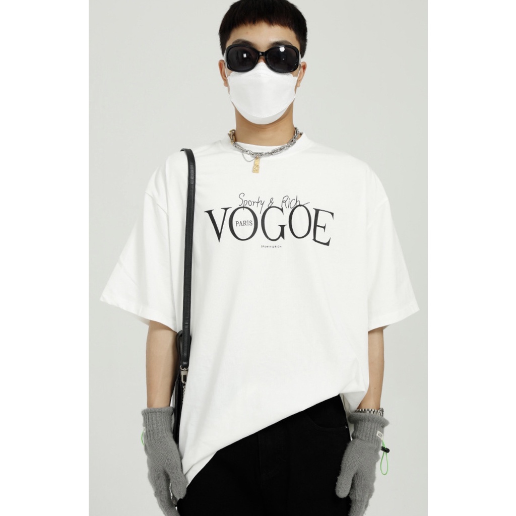 Áo thun tay lỡ VOGUE, áo phông cổ tròn form Unisex thời trang cho nam nữ