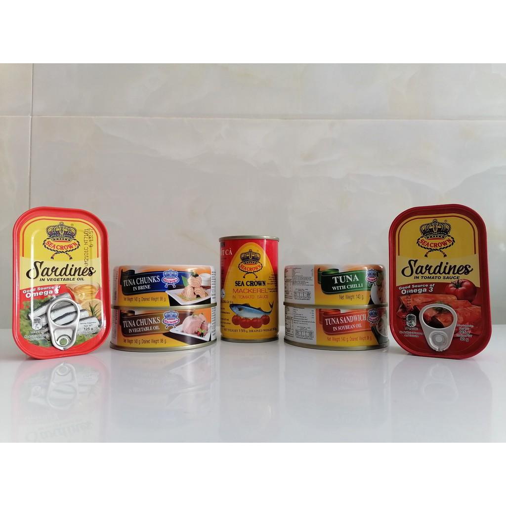 [125g] (Hộp vuông) Cá trích ngâm dầu [VN] SEA CROWN Sardines in vegetable oil (halal) | BigBuy360 - bigbuy360.vn