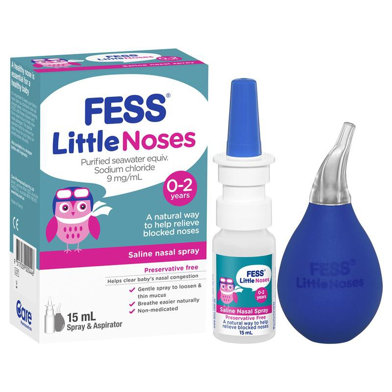 Xịt Fess Little Noses Spray Úc sổ mũi nghẹt mũi kèm bóng hút