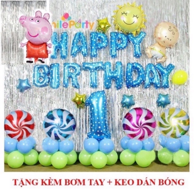 Bộ bóng bay sinh nhật Tuổi Heo/ tuổi lợn cho bé
