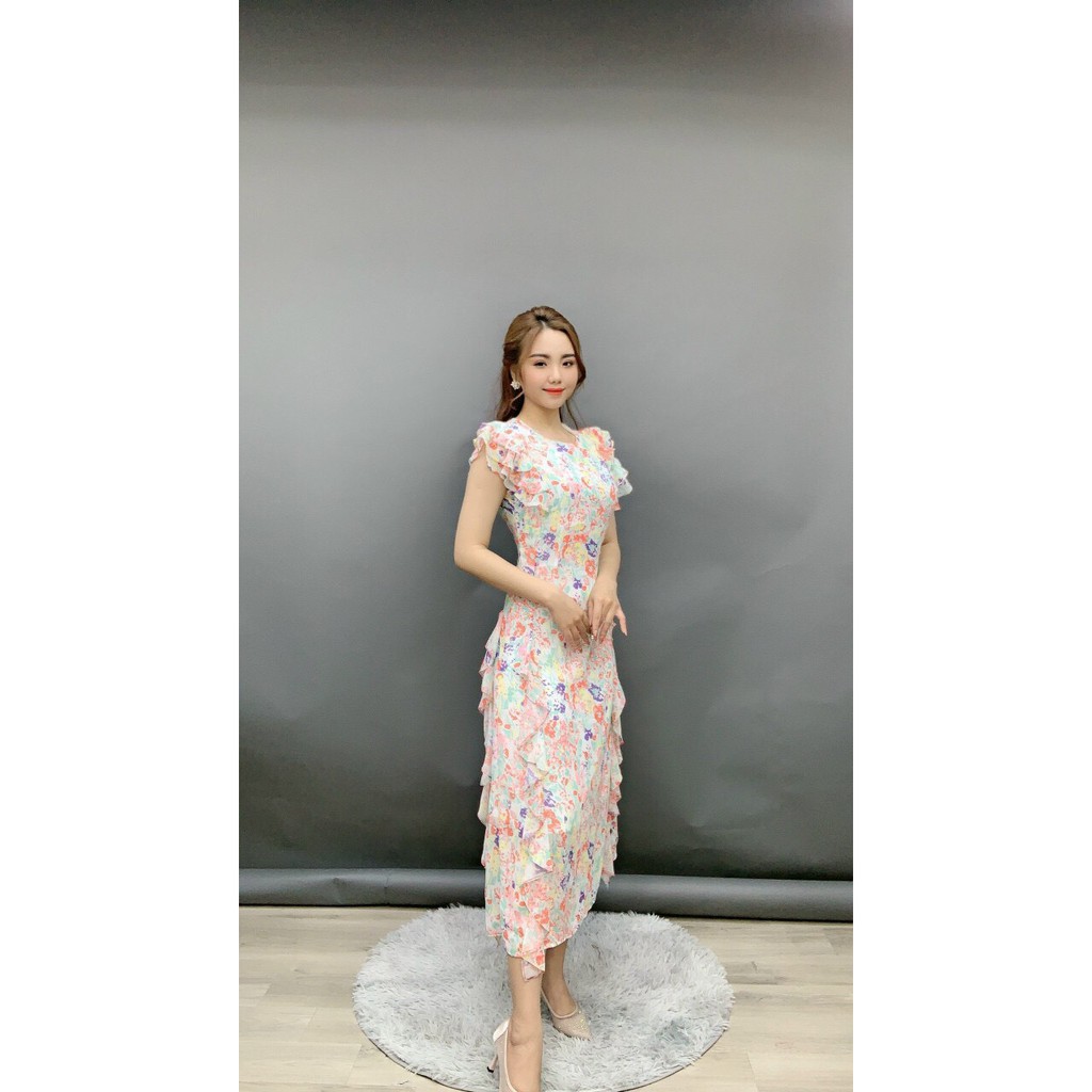 Váy Suông Nữ, Đầm Dáng Suông Dài Voan Trắng Đuôi Cá Tay Cổ Phối Voan Màu Hồn  Điệu Đà Dịu Dàng.