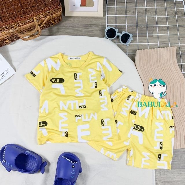 Đồ Bộ Minky Mom Cộc Tay Cho Bé Trai Bé Gái Vải Thun Lạnh-Set Bộ Tay Ngắn 1 2 3 4 5 6 Tuổi Babulala CT24