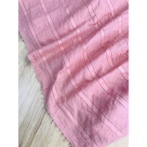 vải thô boi dệt sọc nảy hạt màu hồng nude