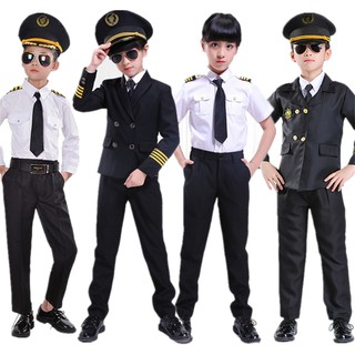 Ngày Đi Học Bé Trai Phi Công Cosplay Trang Phục Thuyền Trưởng Quần Áo Halloween Trẻ Em Nhà Không Quân Đảng Hiệu Suất