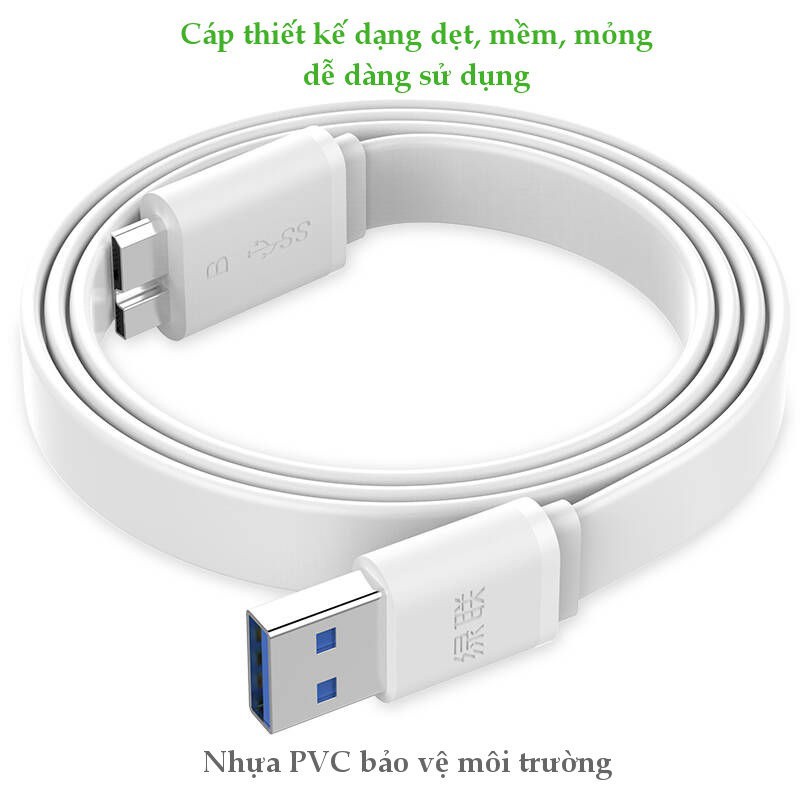 Dây cáp Micro USB 3.0, mạ vàng, dài từ 0.25-2M UGREEN US130 có dạng dây dẹt và tròn - Hàng phân phối chính hãng