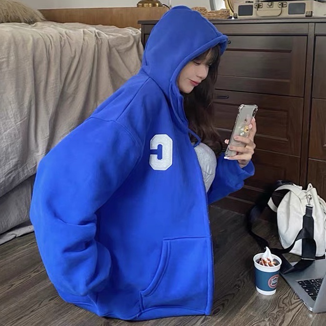 Áo khoác nỉ bông Hoodie Zip chữ C ngược form rộng unisex nam nữ (Ảnh thật/Có sẵn)