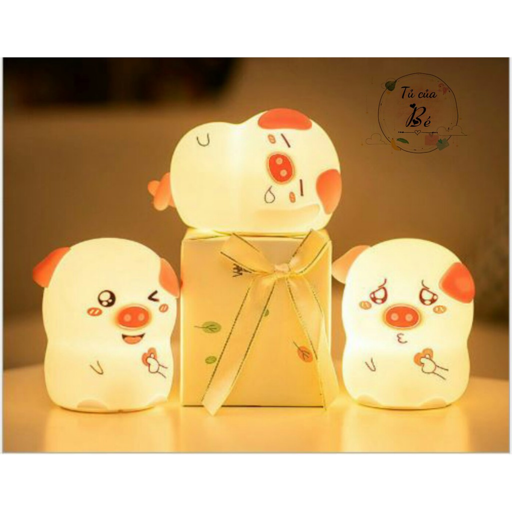 Đèn ngủ Lợn bắn tim 15 màu sắc sạc pin USB