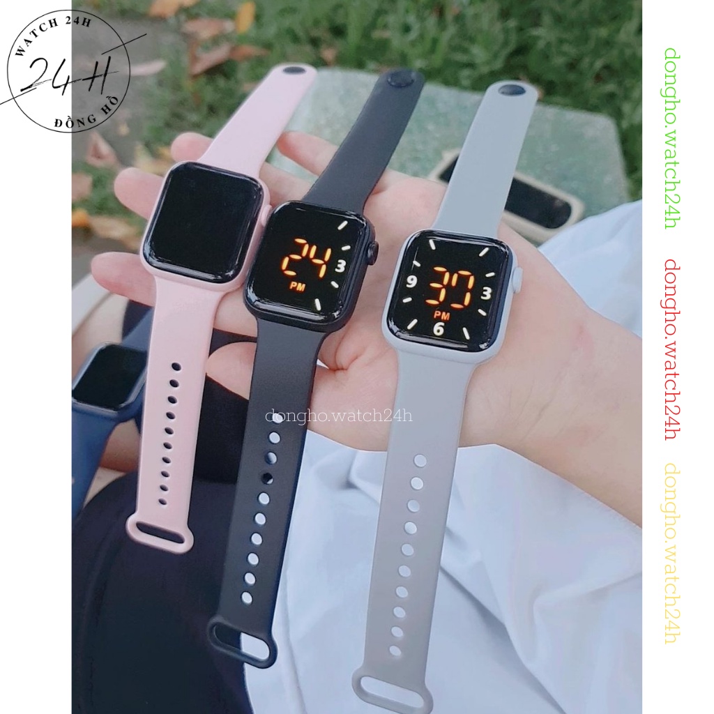 Đồng hồ nam nữ Watch24h ,cảm ứng led dây nhựa dẻo dễ thương nhiều màu | BigBuy360 - bigbuy360.vn