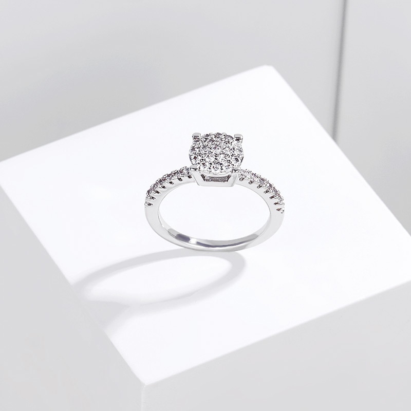 Nhẫn thời trang mạ vàng đính đá zircon hình vuông 2021