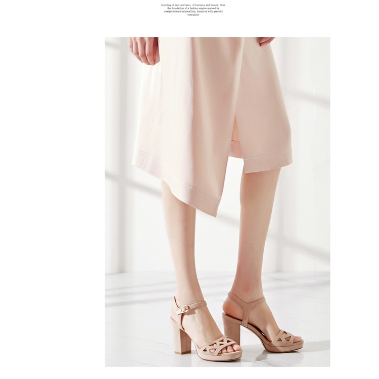 Giày Sandal cao gót nữ GEMEIQ Hở Mũi Phối Dây Quai Ngang Cao 9 phân chắc chắn êm chân Màu Đen  - SĐ14