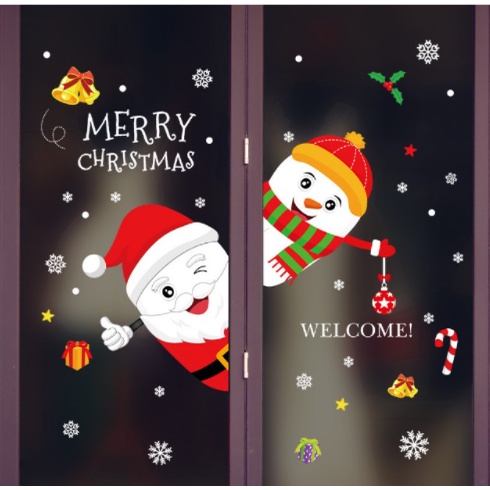 Decal trang trí Noel Hít Tĩnh Điện 2 mặt - Xin chào Noel vui vẻ
