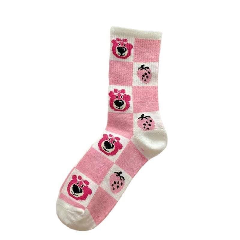 Set 10 Đôi Tất Vớ Cổ Cao Hình Gấu Hồng Lotso Siêu Hot