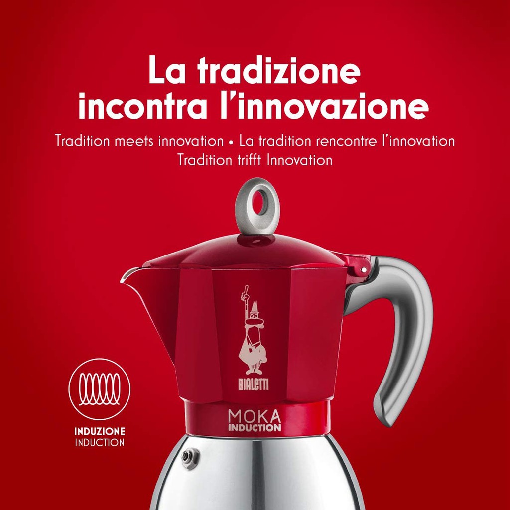 Ấm cà phê Bialetti Moka Induction  - Red 2022 - tặng gói cà phê từ grindclub.com