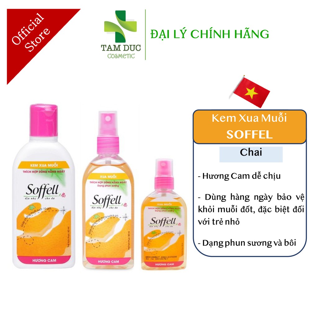 Kem Bôi / Xịt chống muỗi / Xua Muỗi SOFFELL Hương hoa, cam [sofell, soffel, sofel]