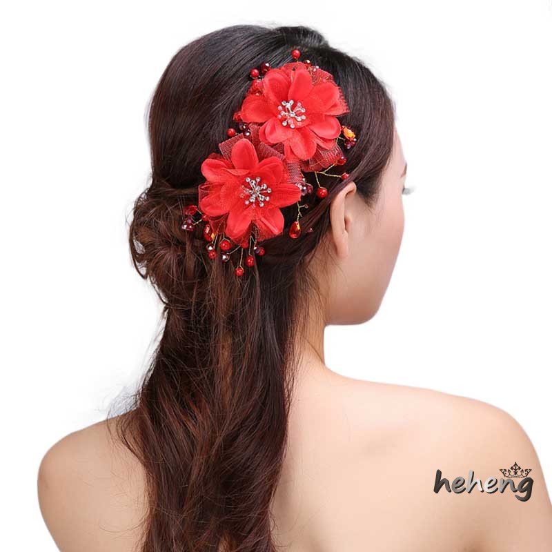 Phụ Kiện Cài Tóc Hoa Đính Pha Lê Sang Trọng Cho Cô Dâu