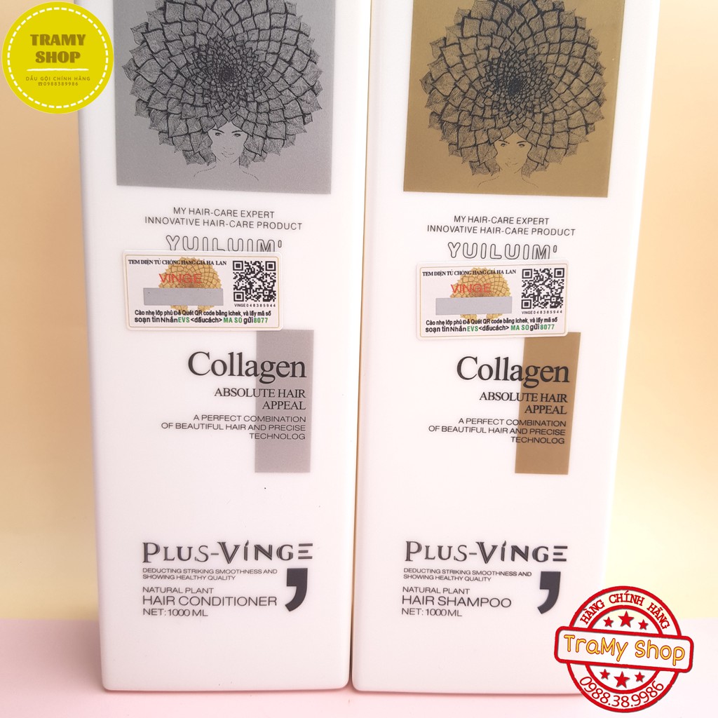 ♦️Freeship♦️ Cặp Dầu Gội Xả Collagen Vinge 1000ML | Siêu phục hồi mềm mượt, giữ màu tóc