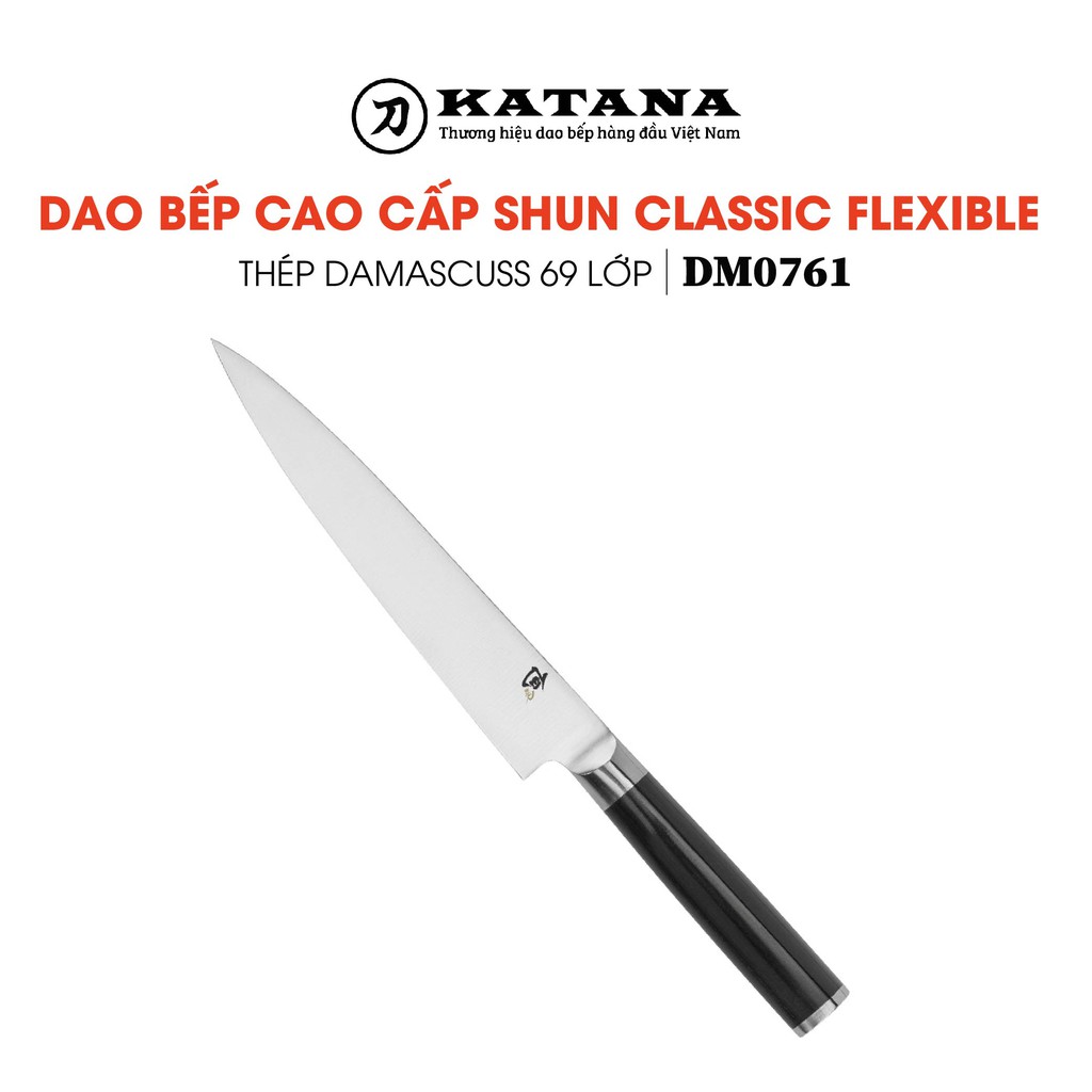 Dao bếp Nhật cao cấp Shun Classic Flexible Fillet thép Damascuss 69 lớp DM0761 (180mm)