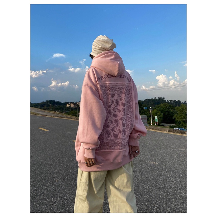 Áo Hoodie Bandana Nữ - Hoodie Hồng Họa Tiết Thổ Cẩm Dáng Rộng Tay Bồng Mũ 2 Lớp Ullzang - HANHAN SHOP | BigBuy360 - bigbuy360.vn