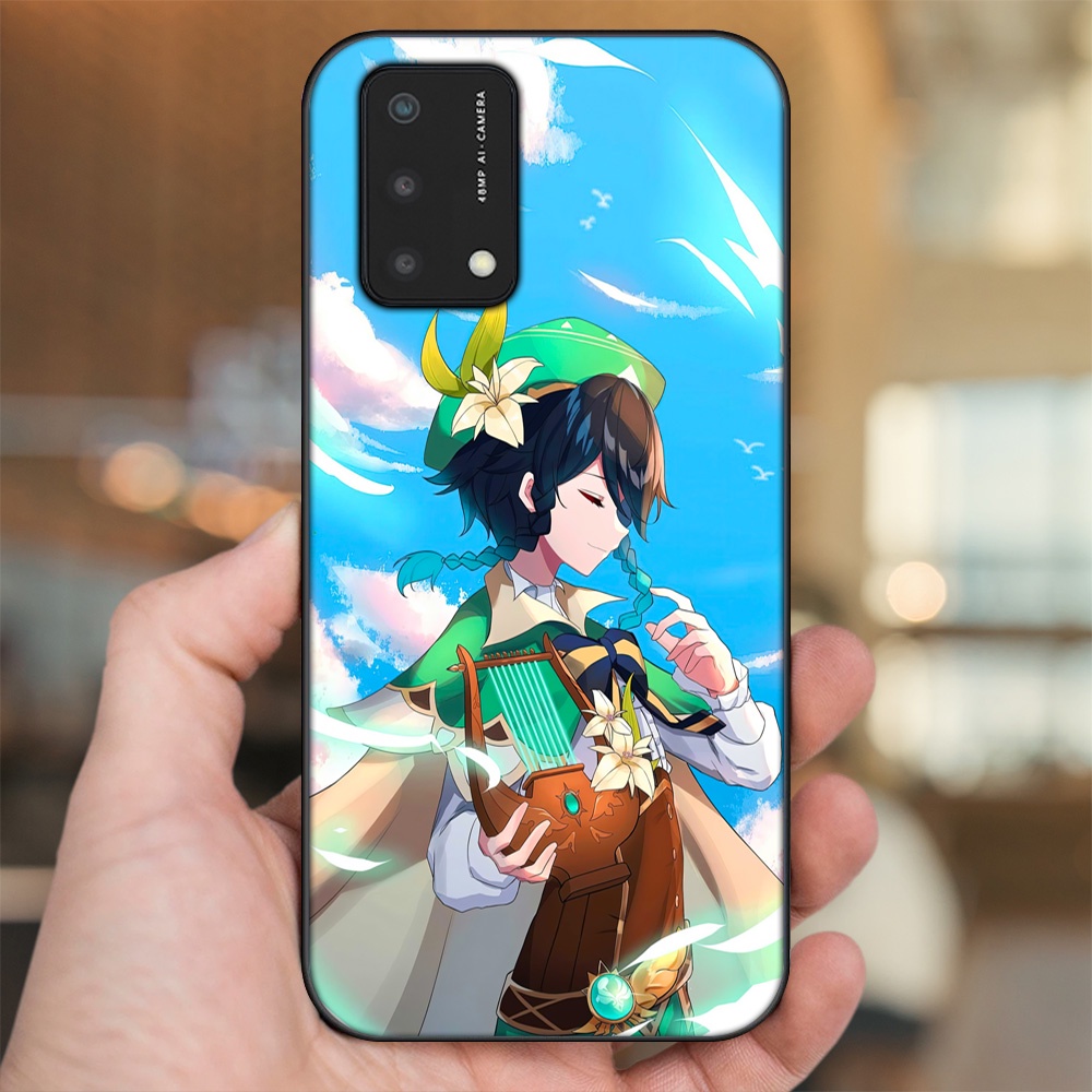 Ốp lưng Oppo A74, A93 5G, A95 viền đen in hình Venti Genshin Impact