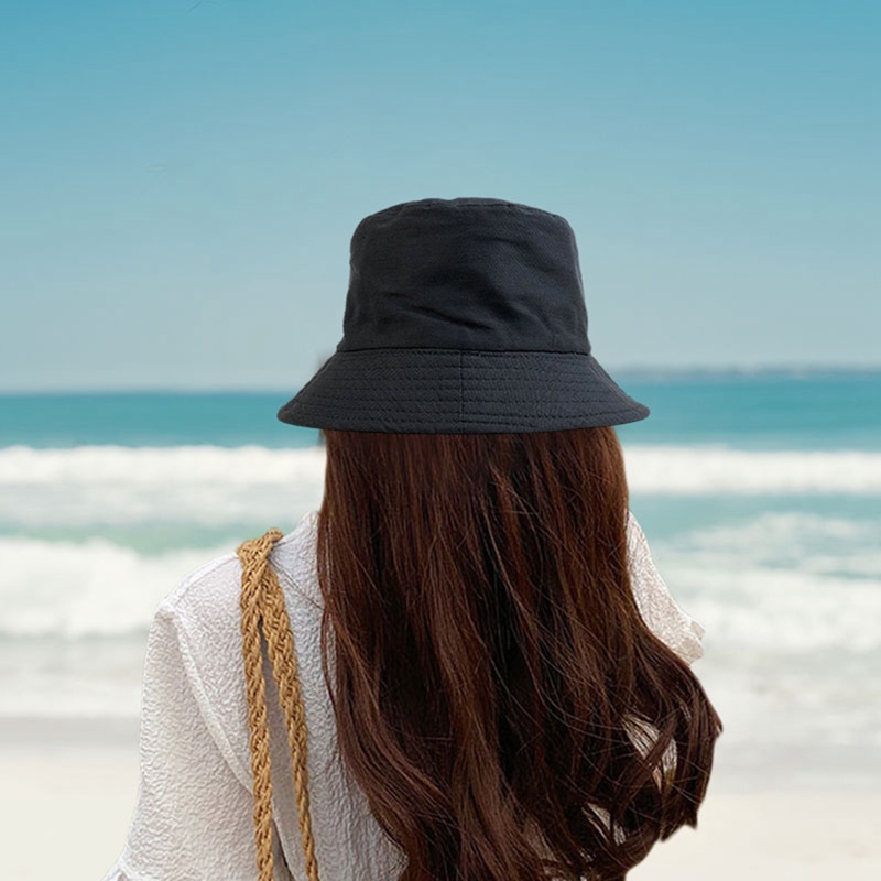 Nón Bucket Unisex Bằng Cotton Màu Trơn Thời Trang Hàn Quốc